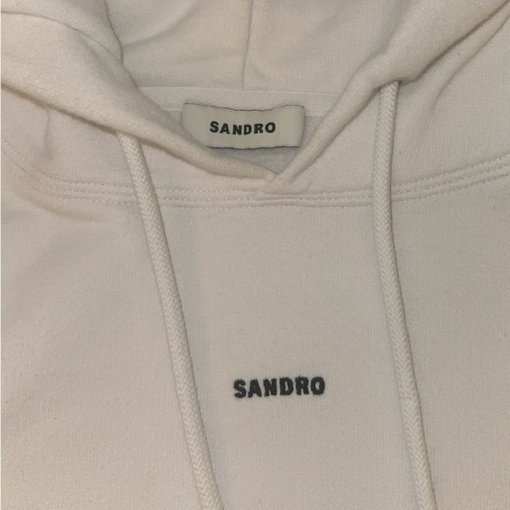 Sandro White Small Logo‎ Hoodie Hooded Sweatshirt One Size - Picture 4 of 12